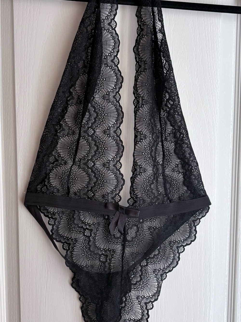 Black Lace Halter Teddy Bodysuit - Women Lingerie Sexy